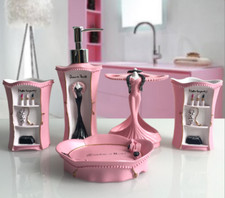 5pcs Pretty Soap Dispenser Toothbrush Holder Soap Stand Gargle Cup Bathroom Set