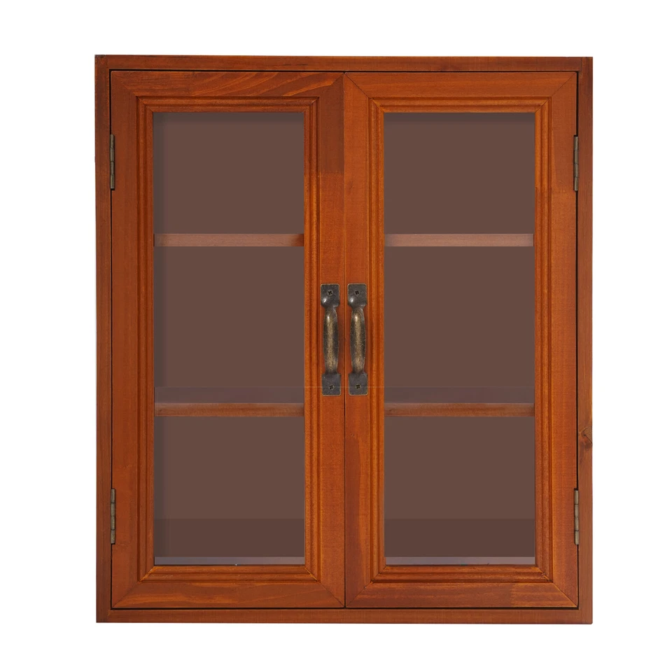 Armario de almacenamiento de madera armarios de almacenamiento de 3 niveles despensa de doble puerta marrón Foto 4 de 4