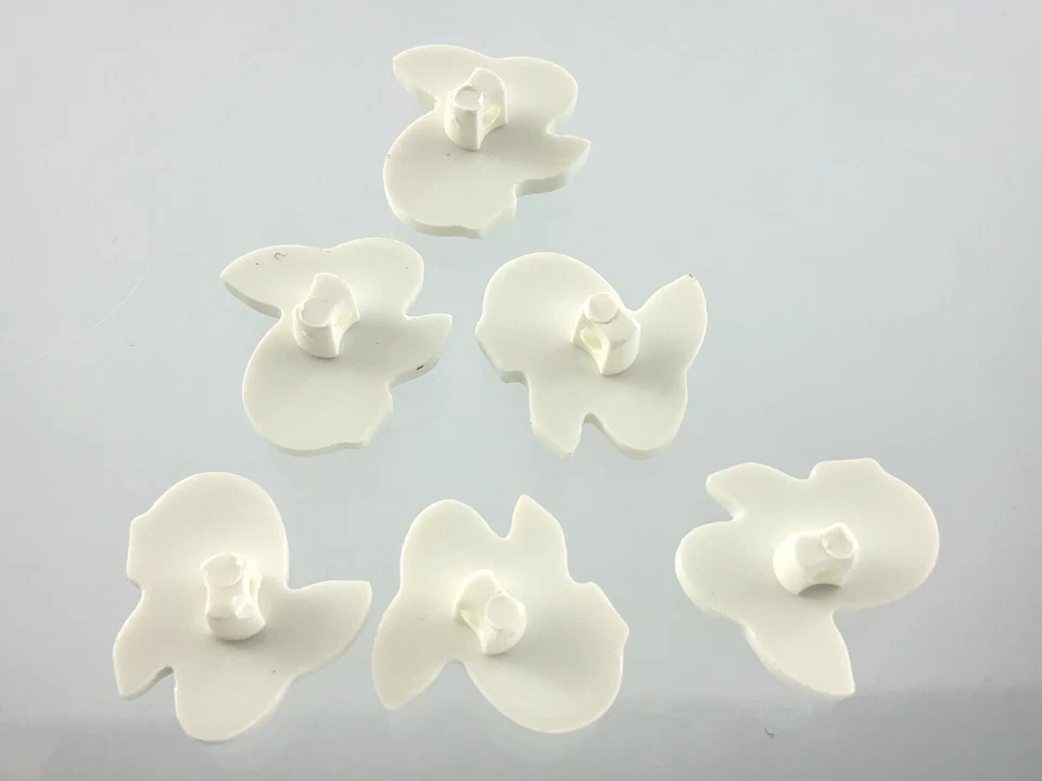 Vintage Molded Plastic White Bunny Garment Button .6in Set Of 6 Pattern 178B - Image 2 of 4