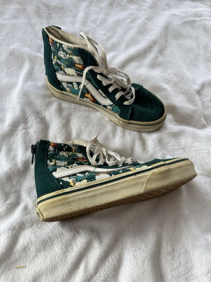 VANS Sk8-Hi Cremallera Mítica Brillo Verde azulado profundo Cremallera Prendas para el torso altas Talla 13 Juvenil Foto 3 de 4