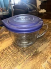 ANCHOR HOCKING 8 CUPS 2 QUART CLEAR GLASS MEASURING CUP W/PLASTIC LID USA VINTAG
