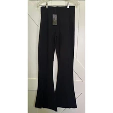 NWT Shinestar Black Flare Split Hem Pants High Waisted Medium