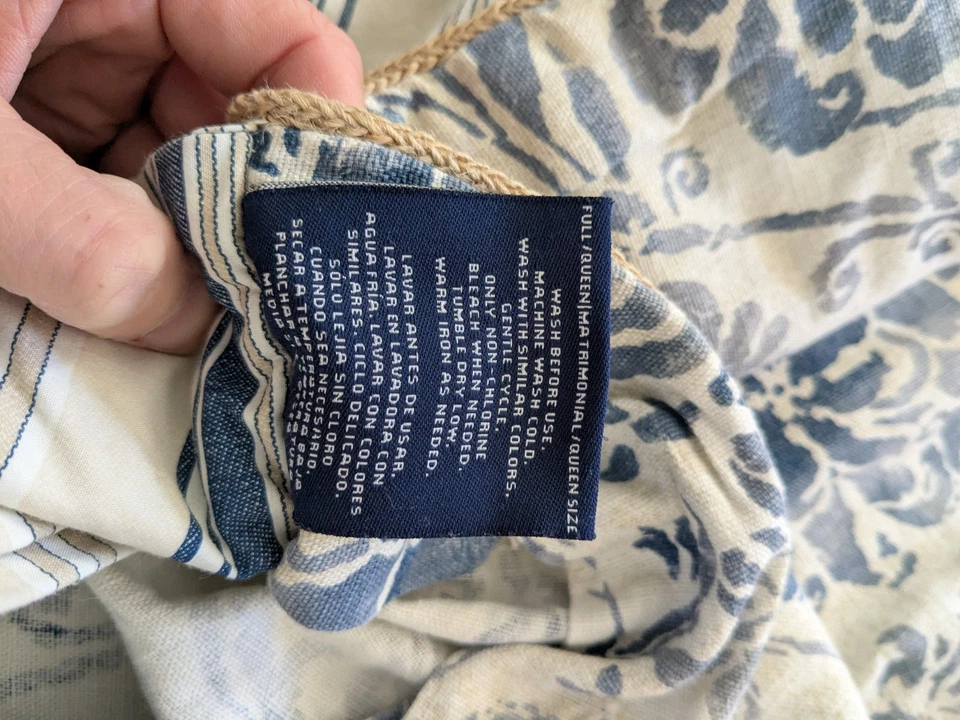 Chaps Ralph Lauren Bluff Point Full/Queen Duvet Blue & White Reversible Stripe - Image 3 of 4