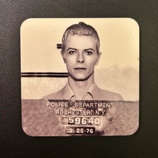 David Bowie Coaster with 1976 Police Booking Photo