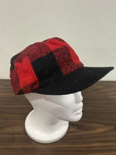 Vintage Wool Hat Buffalo Plaid Trapper Cap 50s Hunting Ear Flaps USA Made Large