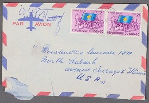MayfairStamps Congo 1961 Pair 2f Flag to Chicago IL Cover aaz_64137