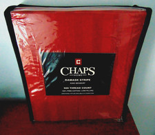 Chaps Ralph Lauren Home Damask Stripe 500 TC Red King Cotton Bed Skirt Modern