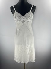 Vanity Fair Full Slip Dress Womens 32 Ivory Vintage Antron Lace Trim Lingerie