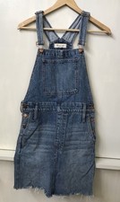 MADEWELL Denim Jean Jumper Overall Dress Distressed Hem Size 0