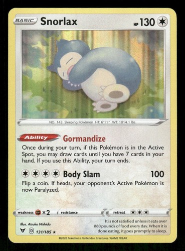 Snorlax 131/185 Holo Rare Vivid Voltage Pokemon LP