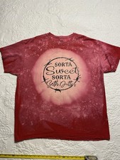 Women’s Red Bleached Short Sleeve Sweet Like Beth Dutton T-shirt Size XL (C2)