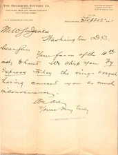 1901 Baltimore Foundry Co Business Letter Letterhead Iron Brass Castings MD