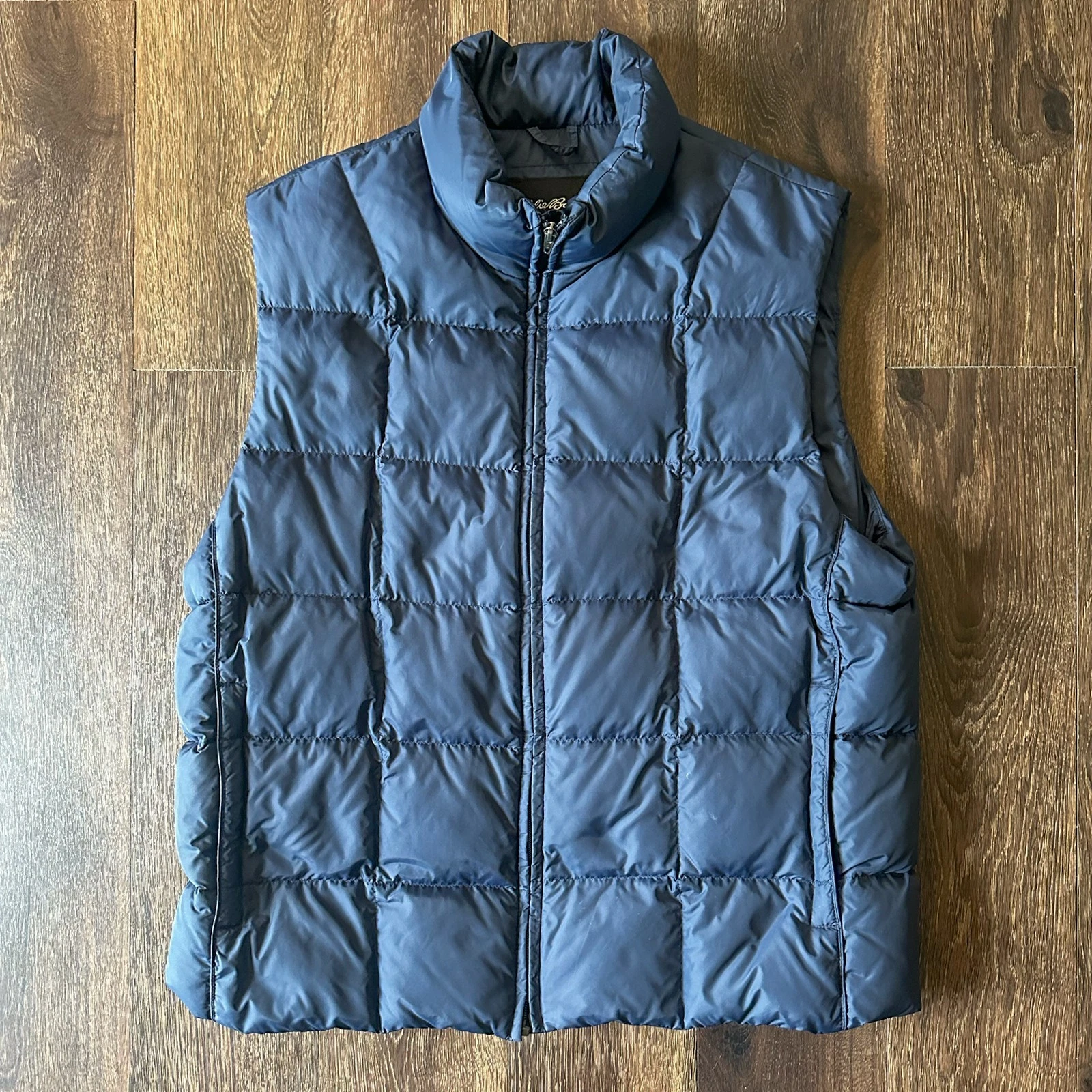 Eddie Bauer Goose Down Insulated Puffer Vest Blue Full Zip Lightweight Mens L
