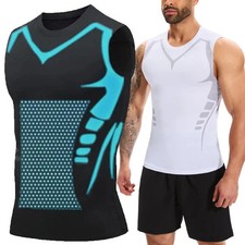 Men Compression Shirt Version Ionic Shaping Sleeveless Vest Sport Tank Top S/2XL