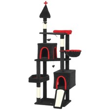 78" Gothic Cat Tree Tower w/ Coffin Bed Condos Sisal Scratching Posts Black