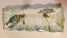 Sigrid Olsen Sea Turtles Melamine Platter Tray Nautical Beach Coastal 17" × 6.5"