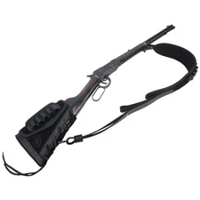 Leather Rifle Carry Sling, Ammo Holder Buttstock Set for .300win .22 12GA .357