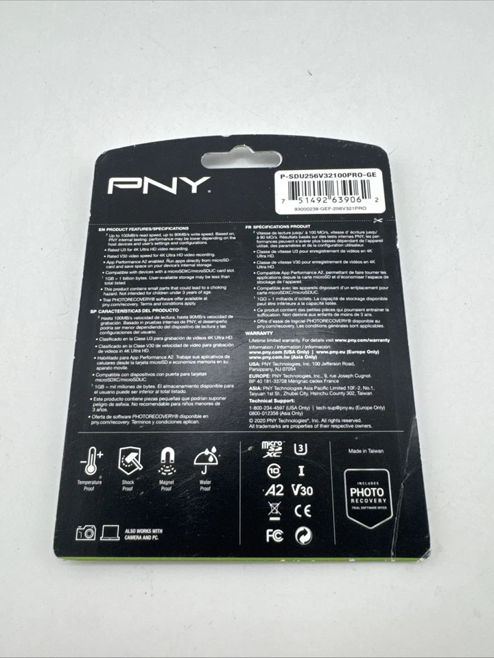 256GB PNY PRO Elite microSDXC CL10 UHS-I U3 Flash Card w/Adapter 4K Ultra HD NIB - Image 2 of 2