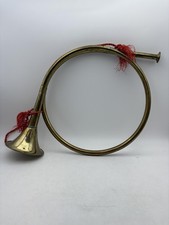 Brass Bugle Gold Hunting Horn Standard Wind Instrument Red Cord India Decor