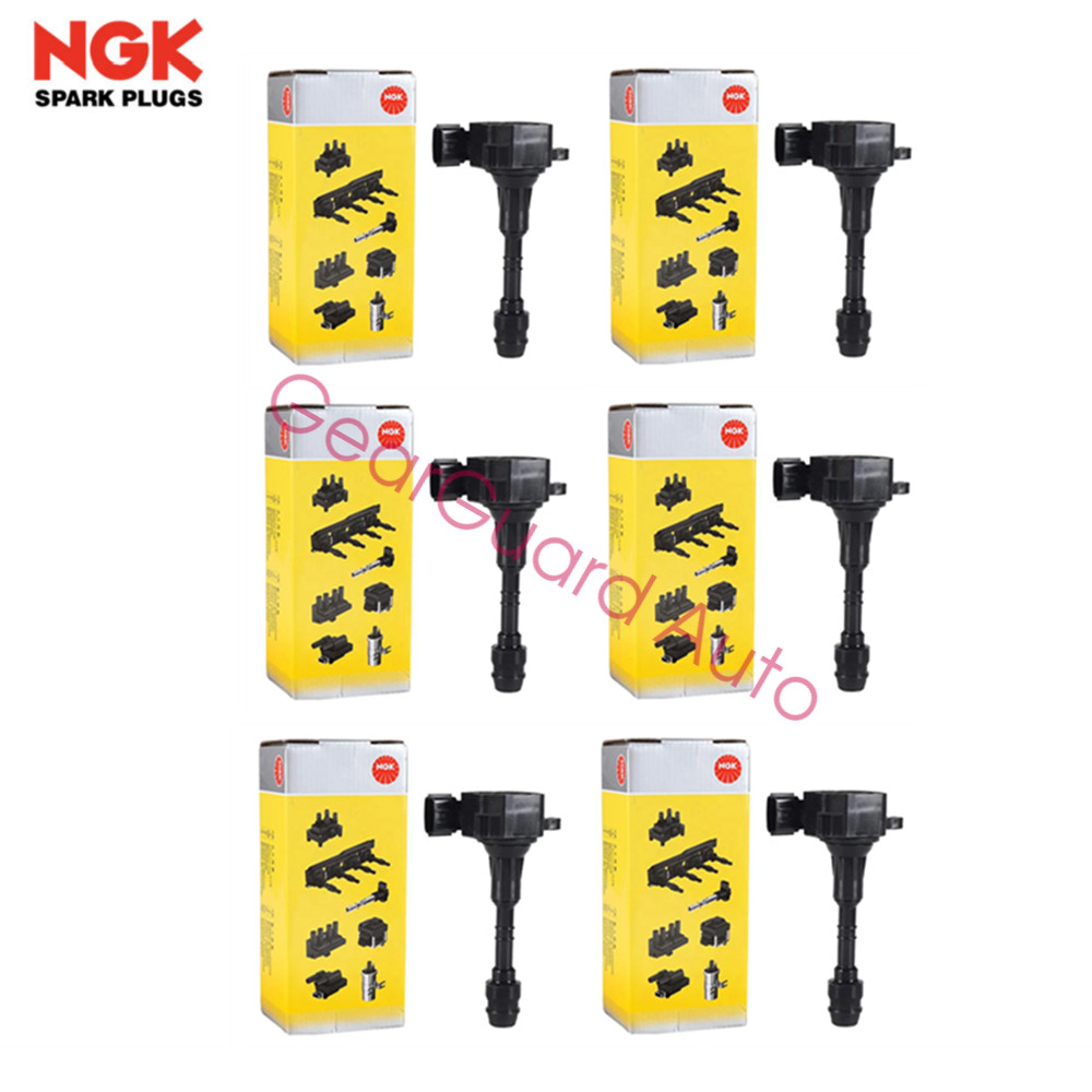 OEM NGK Ignition Coil Set 22448 8J100 6 for Nissan VQ35DE VQ40DE 3.5L 4.0L