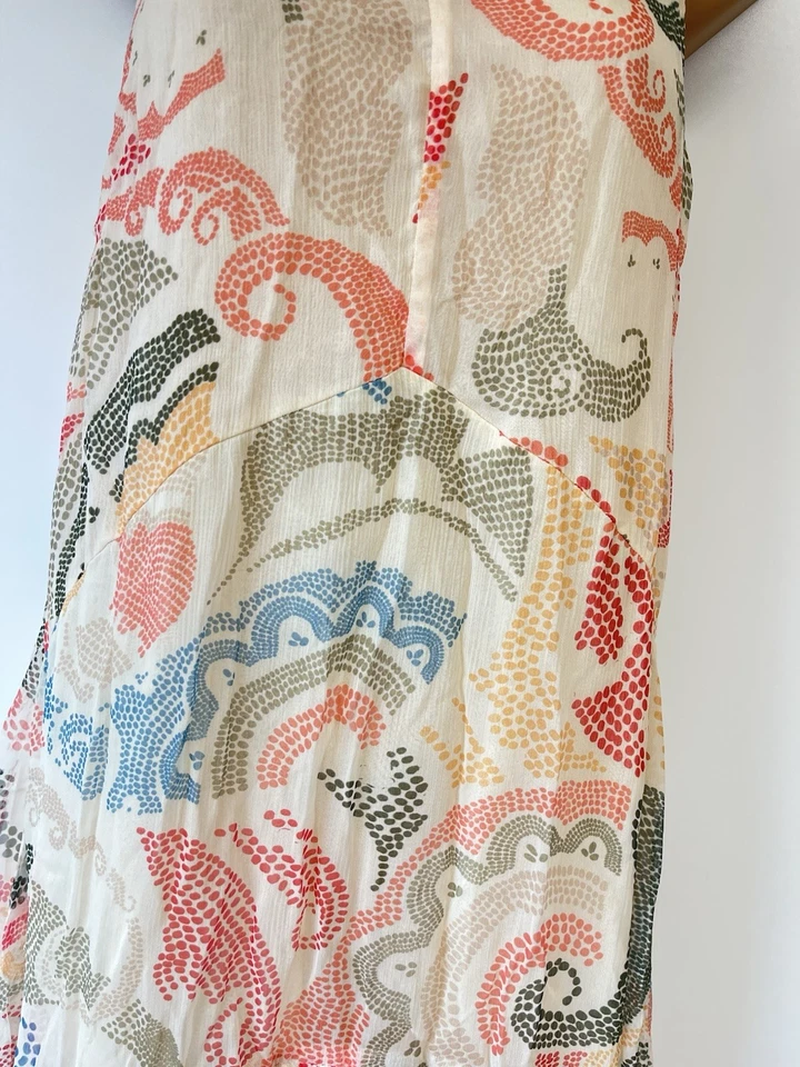 Maxi Vestido Anthropologie Verb de Pallavi Singhee Crochet Ribete Gasa En Niveles S Foto 3 de 4