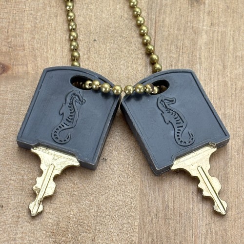 Pair Atlantic Luggage Lock Keys With Seahorse Logo, Vintage