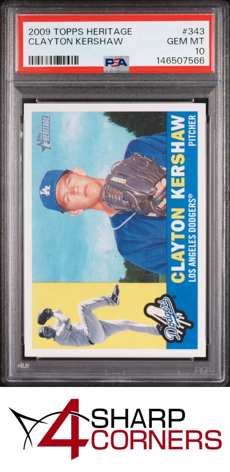 2009 TOPPS HERITAGE #343 CLAYTON KERSHAW DODGERS PSA 10