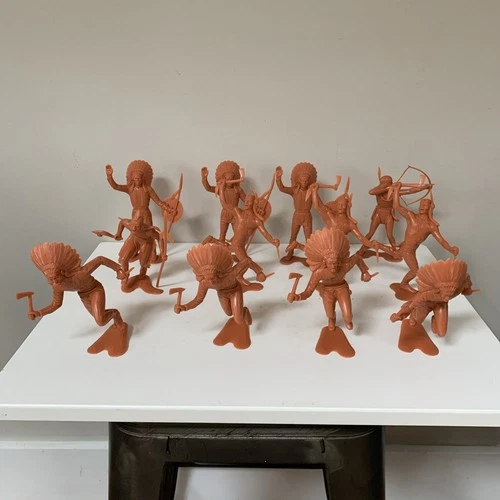 Vintage Lot of 12 Louis Marx 1964 Native American Indian 6” Figure Toy