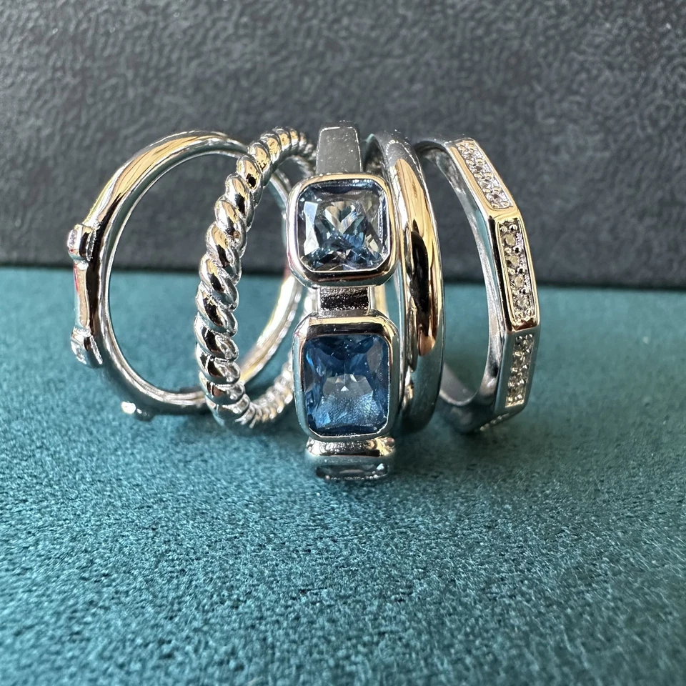 DAVID YURMAN 925 из чистого серебра синий топаз кабель стек кольцо размер 7 - Изображение 4 из 4