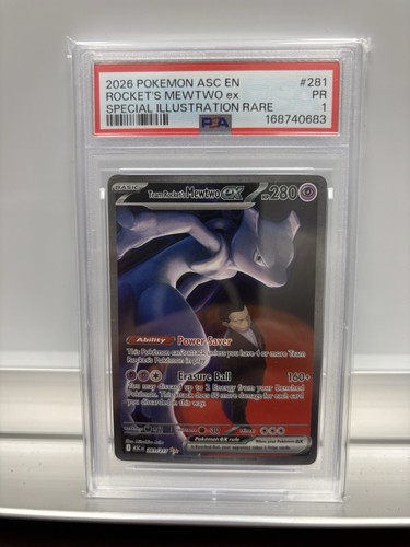 2026 POKEMON ASCENDED HEROES #281 TEAM ROCKET'S MEWTWO EX PSA 1