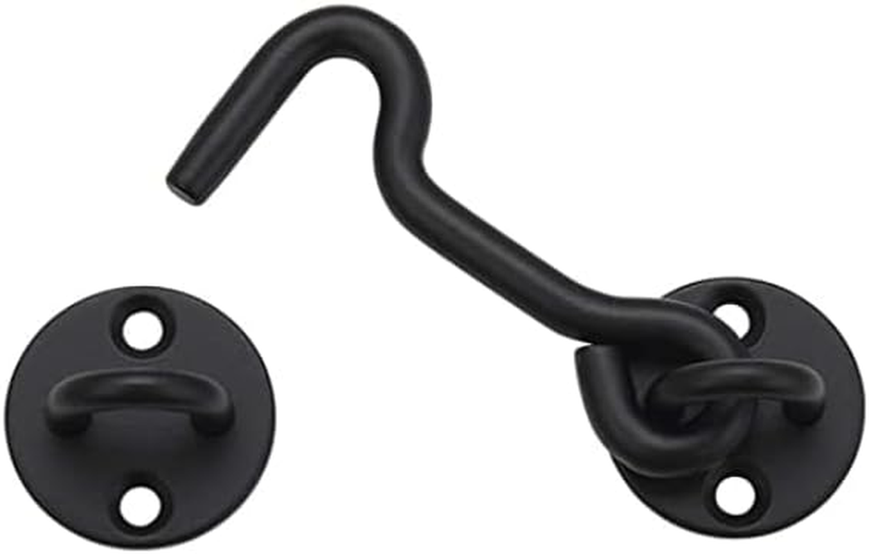 4” Privacy Hook and Eye Gate Latch Easy Lock for Barn Door, Black