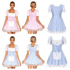 Womens Fancy Dress Cosplay Uniform Masquerade Maid Costume A-Line Apron Outfit