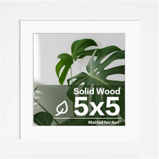 5X5 Picture Frames Made of Solid Wood Covered by Plexiglass Display 4X4 with Mat