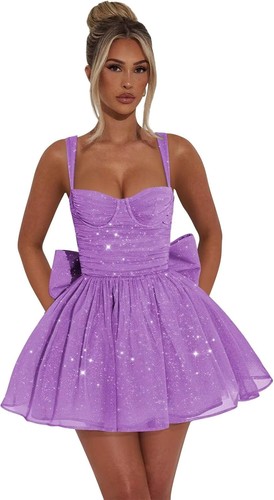 Brillante Corto Vestido de Fiesta para Adolescentes Lazos Graduación Baile de graduación Cóctel - Imagen 126 de 239