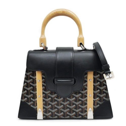 Goyard Saigon PM SAIGR2PMLTY01CL01P Calfskin Leather Black Shoulder Bag #UDB416