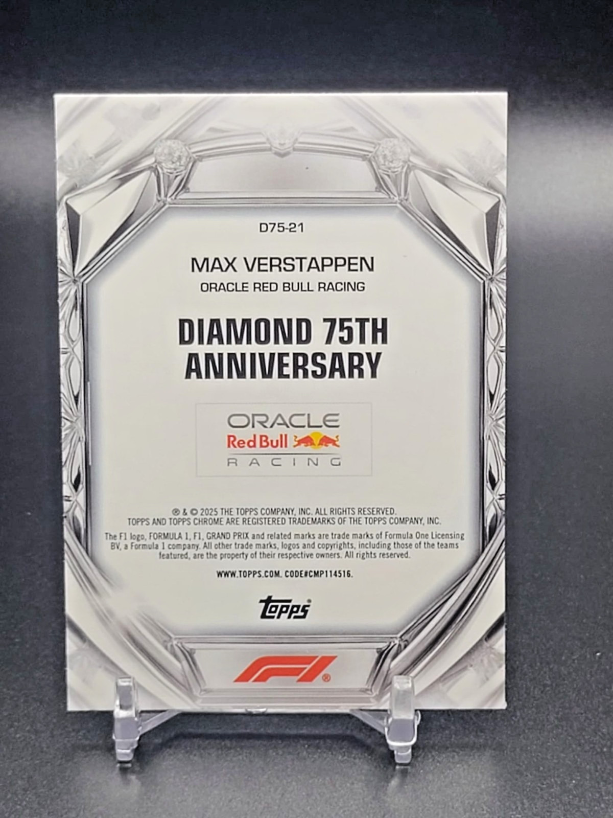 2025 Topps Chrome F1 Diamond 75th Mini Diamond Max Verstappen #21 D75-21 view 2