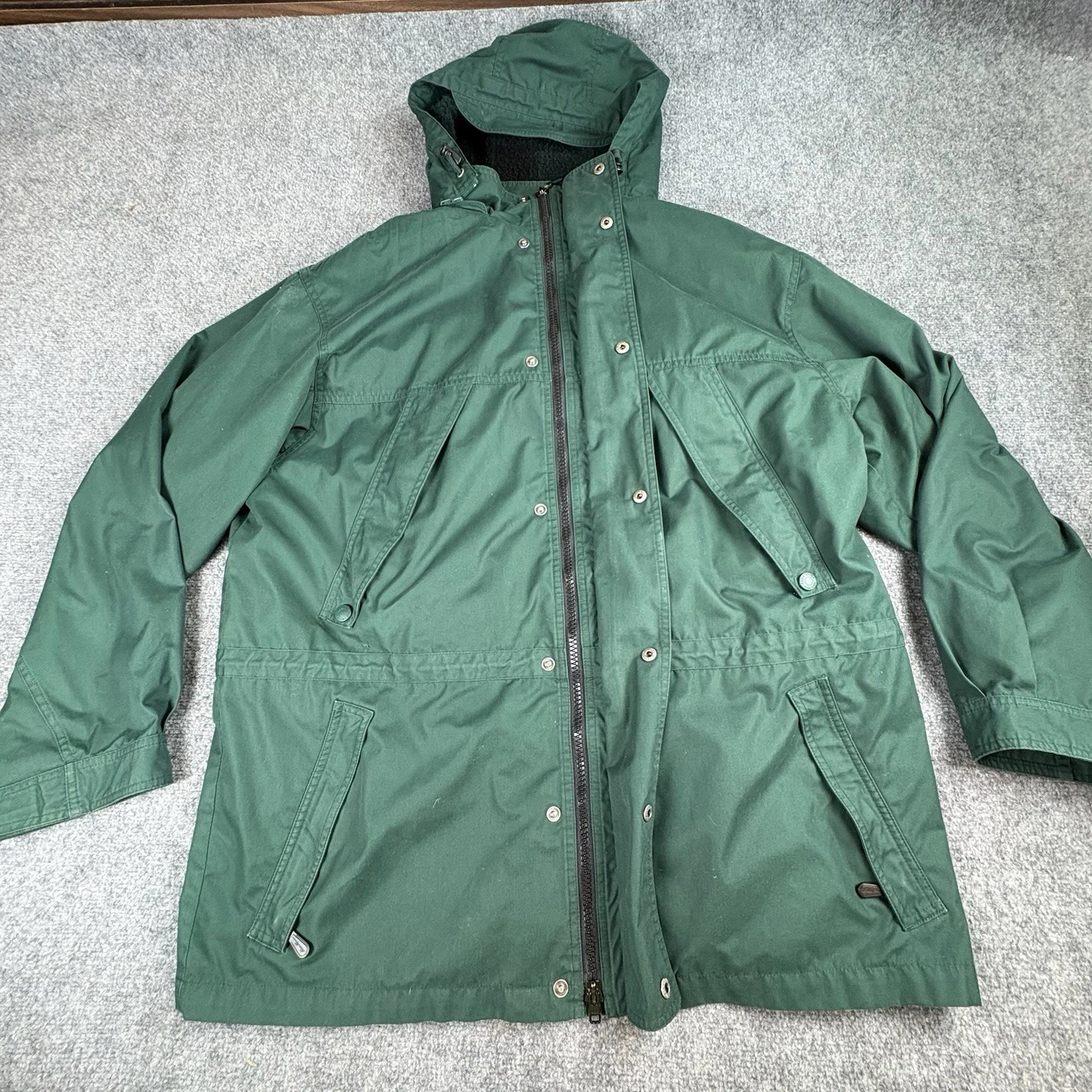 VTG 90s Eddie Bauer Parka Mens XL Green Hood Wool Lined Outdoor Hiking Gorpcore
