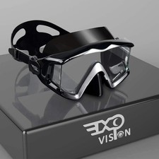 Adult Pano 3 Window Scuba Diving Mask, Tempered Glass Snorkel Mask Anti-Fog Swim