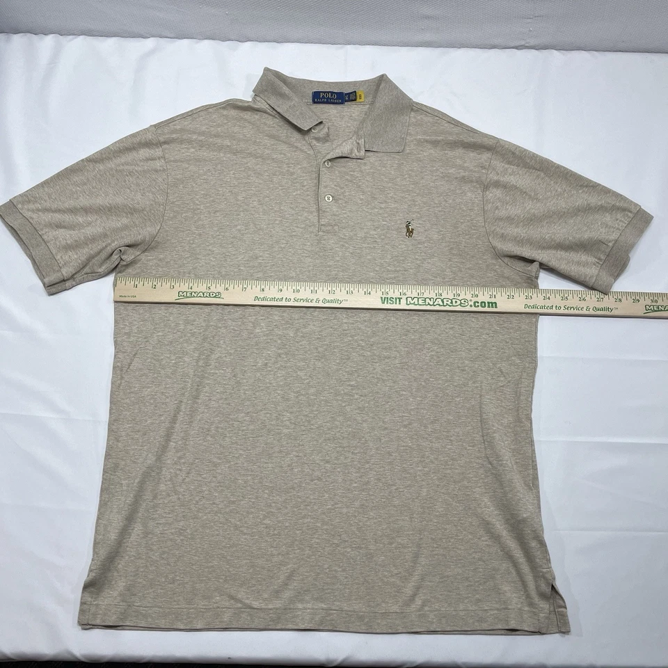 Polo Ralph Lauren Polo Shirt Short Sleeve Cotton Beige Tan Men's LT Flesh Pony - Image 4 of 4