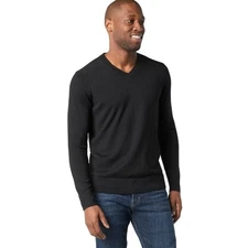 Smartwool Black V Neck Long Sleeve Sweater Merino Wool Blend Size XL