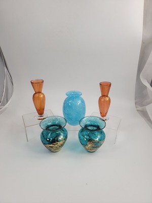 5er Set Studio Art Glasvasen, Blattgold & Goldpulver, 20. Jh.