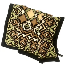 VTG NICOLE MILLER Collection SILK SCARF 34 x 34 Abstract Maze Aztec Pattern Logo