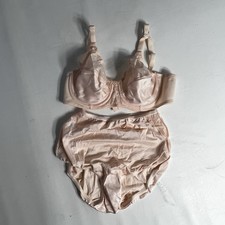 Vintage WOW Pink Nylon Floral Lace Accents Panties Bra Set 34B Medium NEW  READ