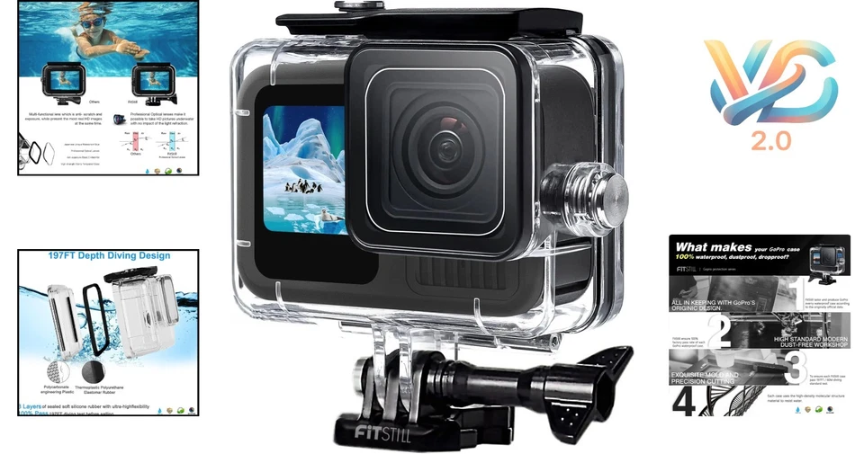 GoPro Diving Housing - 60M Waterproof, Perfect for Snorkeling & Surfing - Image 2 of 4