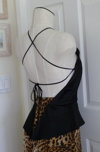 Juan Carlos Obando/Barneys Runway RTW 2015 Black+Leopard Open Back Maxi 8 $2400+ - Picture 5 of 21