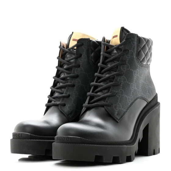 Bottines à lacets neuves Gucci Apollo en veau GG Supreme Nappa Samoa 40,5
