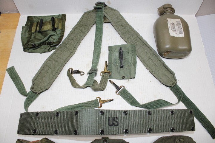 US Military Issue Alice Field Gear Belt Suspenders Ammo Pouches Canteen LARGE