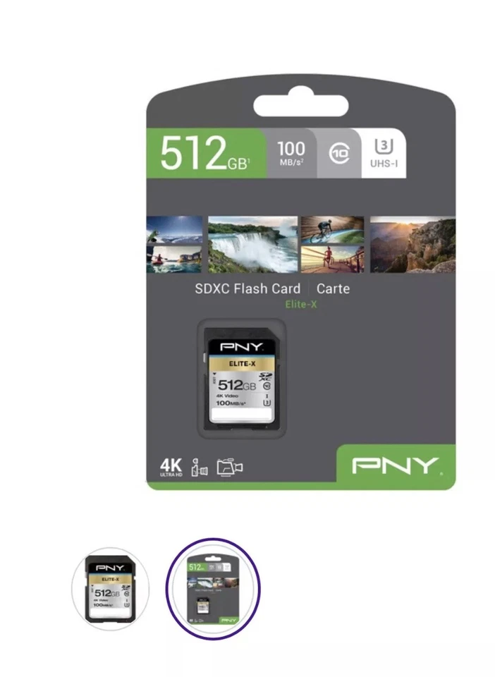 PNY 512GB Elite-X Class 10 U3 V30 SDXC Flash Memory Card - 100MB/s, Black  - Image 2 of 2