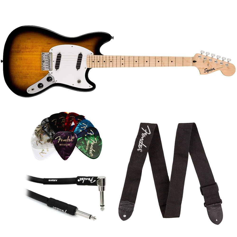 Squier Sonic Mustang Electric Guitar 2-Color Sunburst, Maple