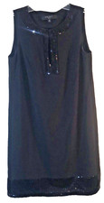 Nine West Sleeveless Evening Party Cocktail Formal Black Sequin Dress Size 6 New